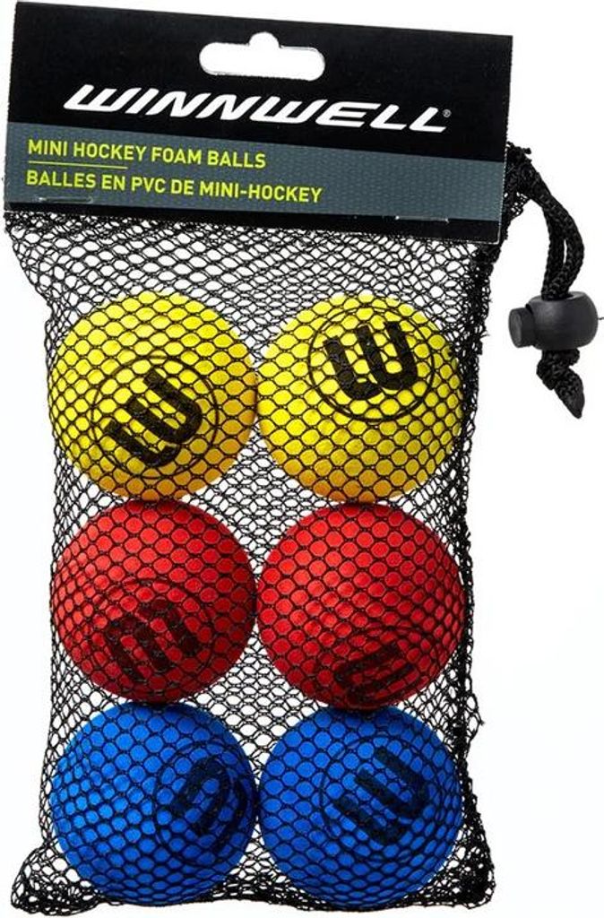 WINNWELL Knee Hockey FOAM BALLS 50mm EVA Bunt 6er Pack