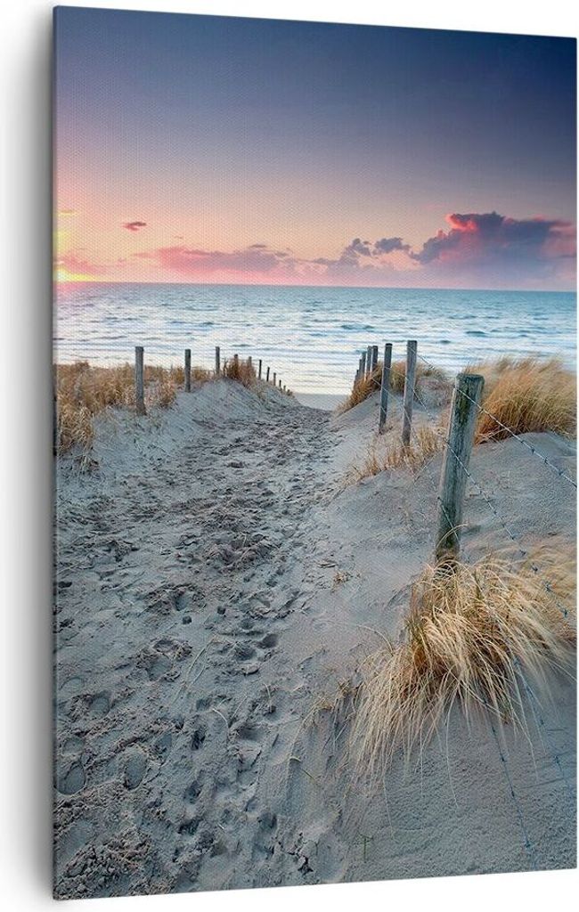 Bild auf Leinwand - Leinwandbild - Einteilig - Strand Sand Spaziergang - 80x120cm - Wand Bild - Wanddeko - Wandbilder - Leinwanddruck - Wanddekorat...