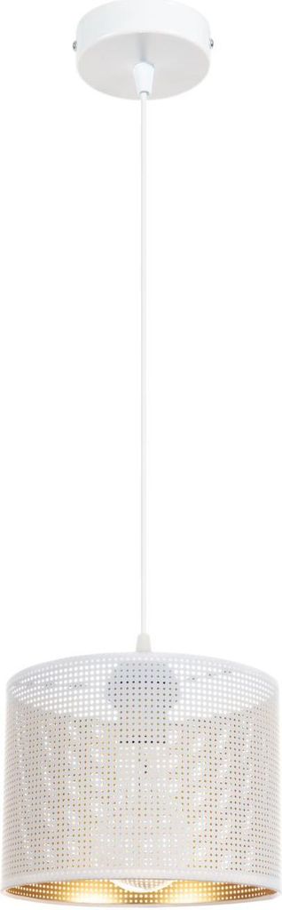 Pendelleuchte Metall E27 Ø 20 cm H: max. 90 cm in Weiß Gold rund Hängelampe