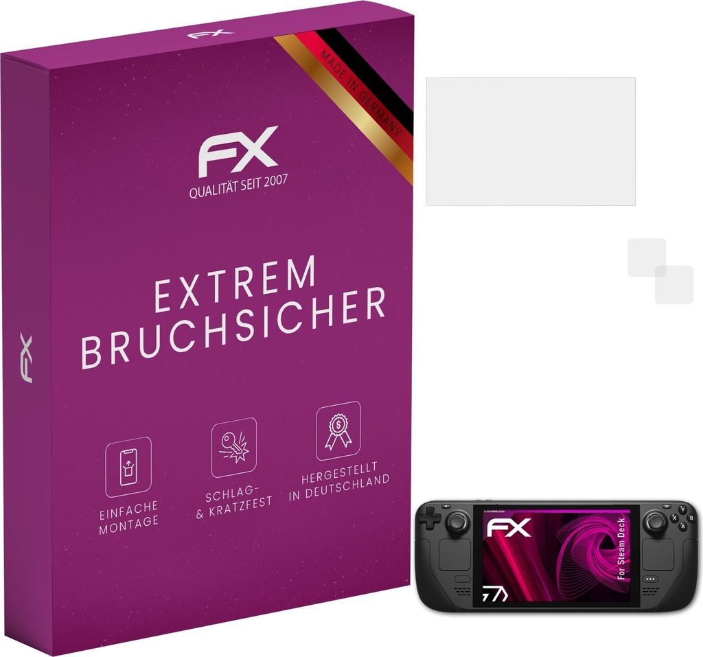 atFoliX FX-Hybrid-Glass Displayfolie kompatibel mit Steam Deck Glasfolie