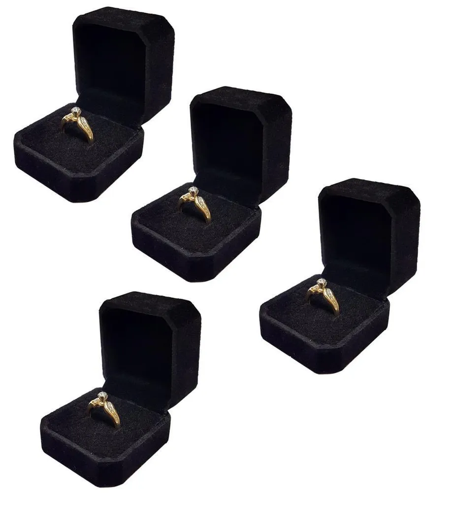 set di 4 astucci per anelli di fidanzamento - astuccio per anelli astuccio per anelli di fidanzamento astuccio per gioielli per matrimonio - astuccio per gioielli astuccio per anelli di matrimonio astuccio per gioielli nero - 2