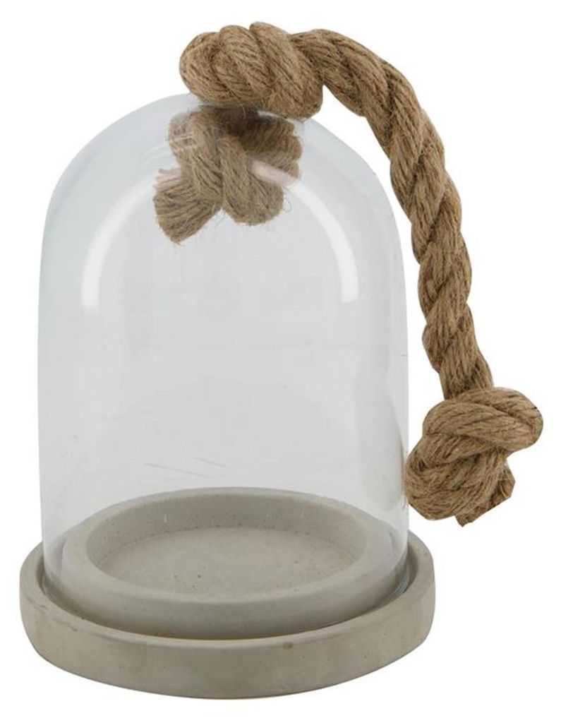 Stolp met touw glas Ø13,5x20cm