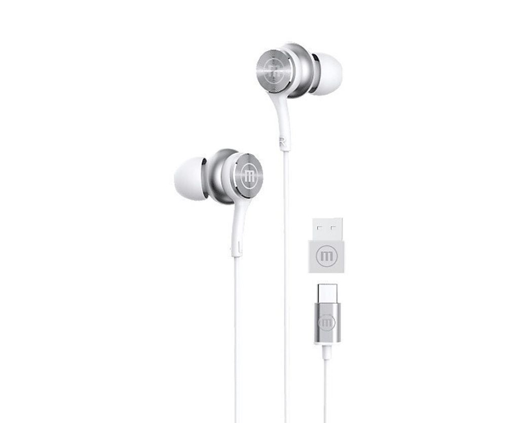 Maxell XC1 USB-C wired headphones with USB-A adapter white Immagine del prodotto 