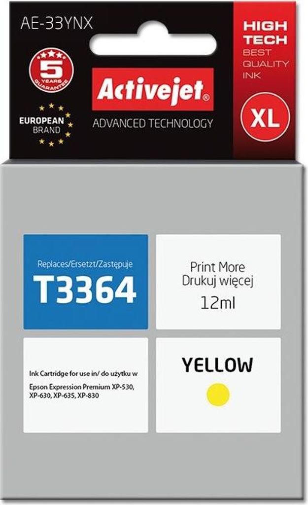 Activejet AE-33YNX Tintenpatrone (Ersatz für Epson 33XL Produktbild 