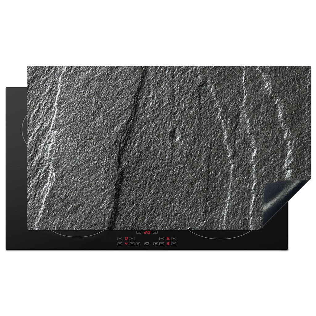KitchenYeah Herdabdeckplatte Stein - Anthrazit - Grau - Steinstruktur , 90x52cm, Küche Deko, Glaskeramikkochfeld Herdabdeckung, Abdeckplatte fù...