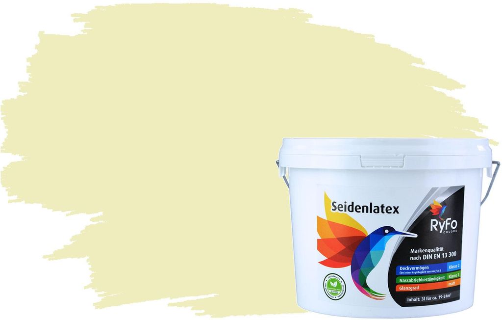 RyFo Colors Seidenlatex Trend Gelbtöne Leichtgelb 3l - bunte Innenfarbe, weitere Gelb Farbtöne und Größen erhältlich