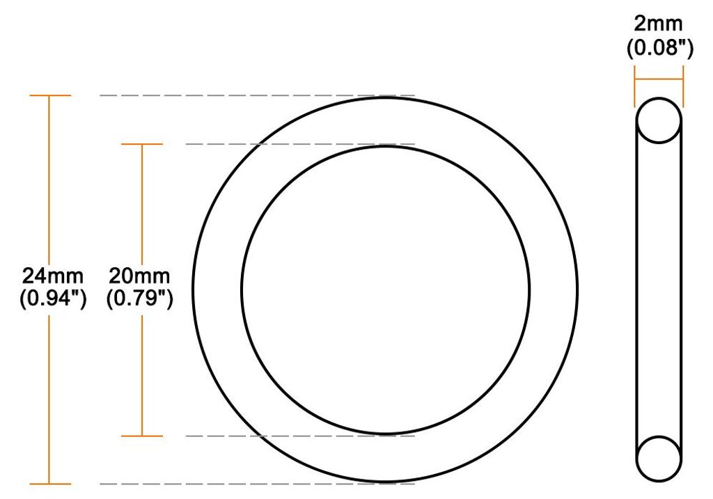 20 Stk. Silikon O-Ring VMQ Dichtungsring 24mm AD 20mm ID 2mm Breite Wei?