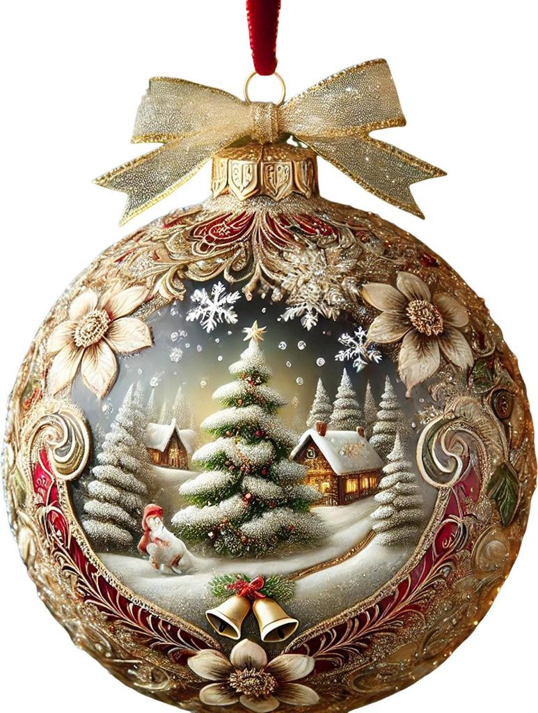 3D-Weihnachtsornament „Märchenplanet“, Schneekugeln, Weihnachtsbaum, Schneeflocke, Rentier, Hängedekoration für den Urlaub, Heimdekoration