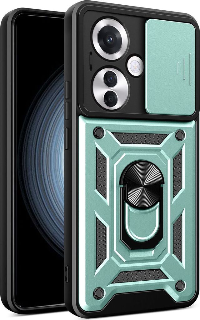 Hülle für Oppo Reno11 F Magnetische Ring Ständer Halter Dia Kameraschutz TPU Bumper Silikon Schutzhülle Grün