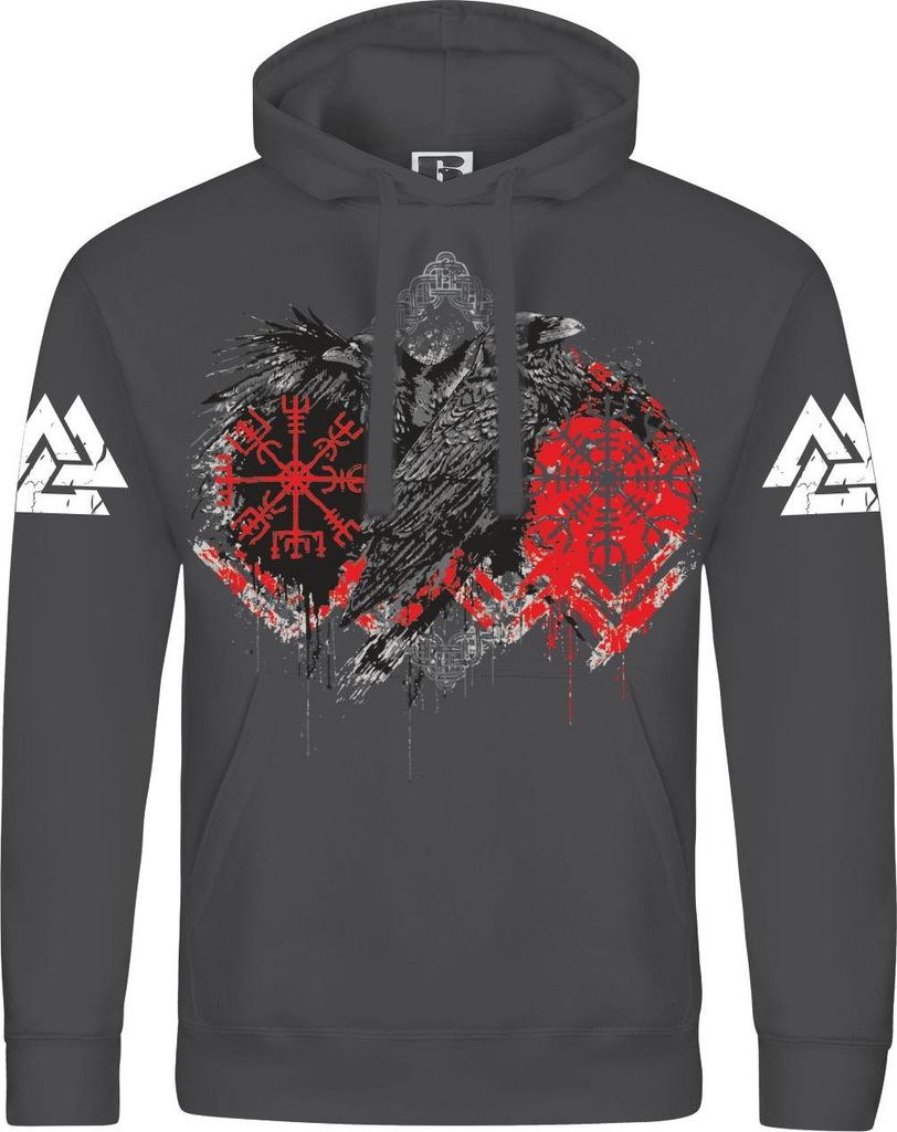 Herren Kapuzenpullover Odins Raben