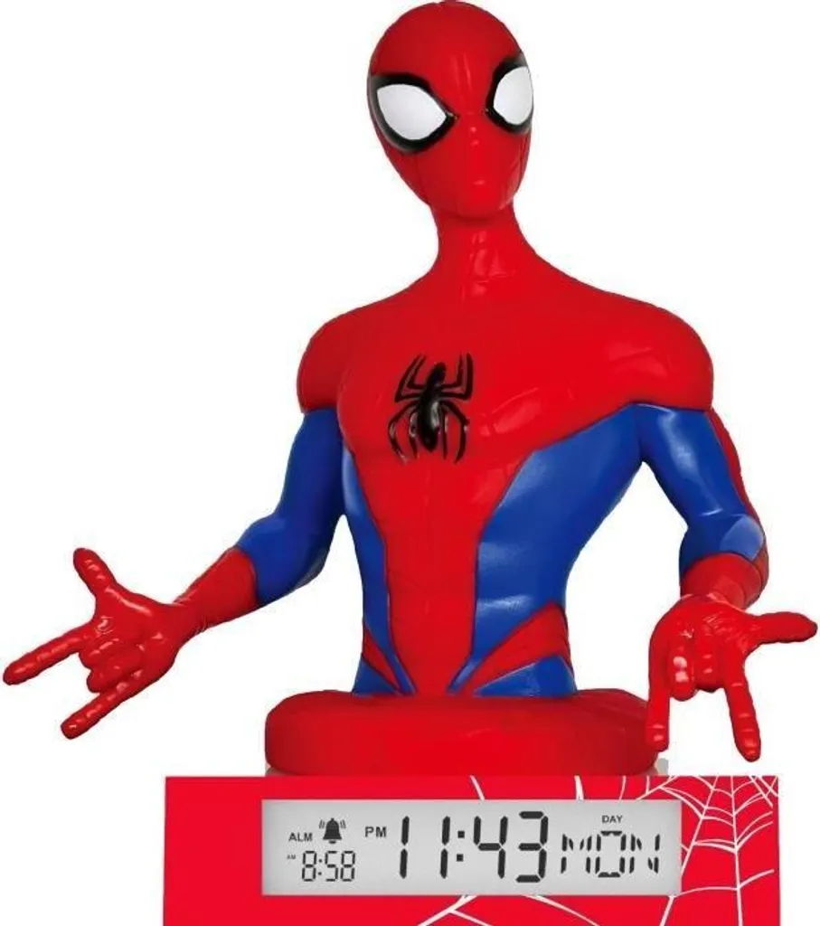 Sveglia con personaggio Spiderman 3D, lampada notturna, KIDS LICENSING SPD3621, batterie AA incluse