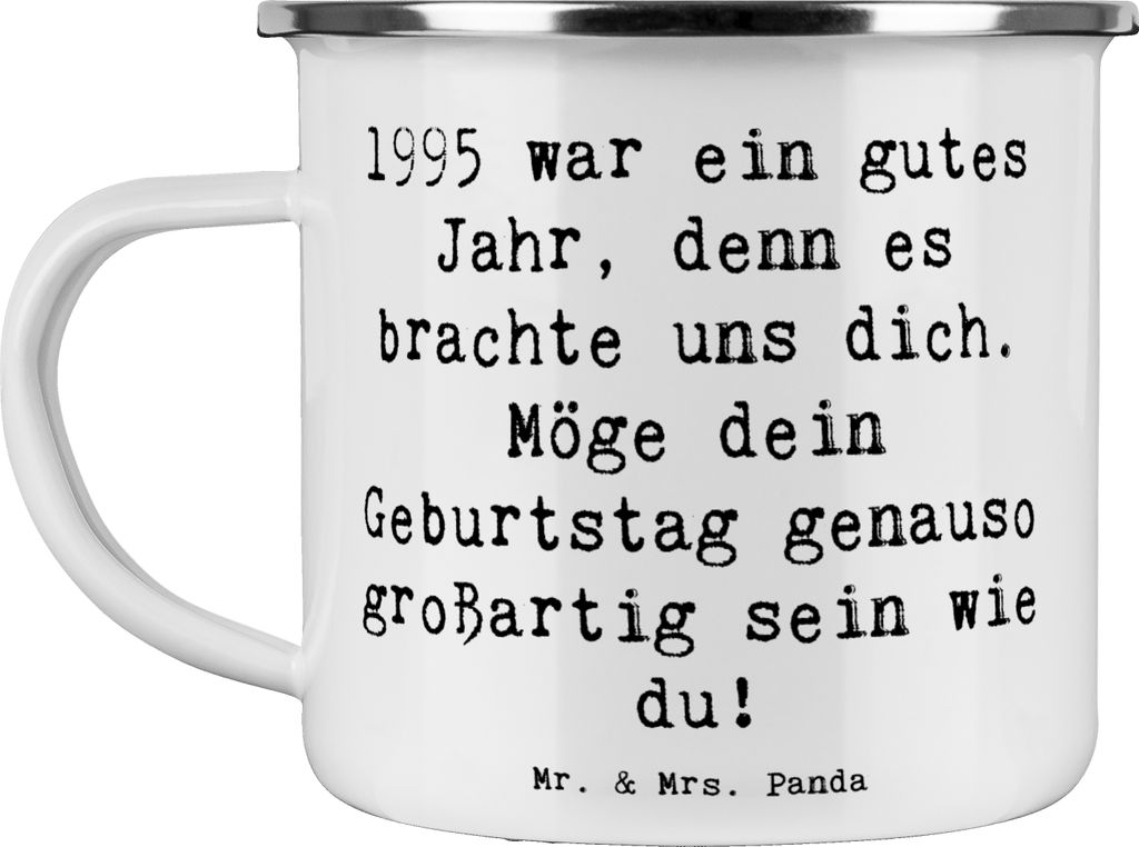 Mr. & Mrs. Panda Haferl Spruch 1995 Geburtstag - Weiß - Geschenk, Teetasse, Geburtstagsgeschenk, Glückwunsch, becher emaille, Erinnerungen, Pott,...