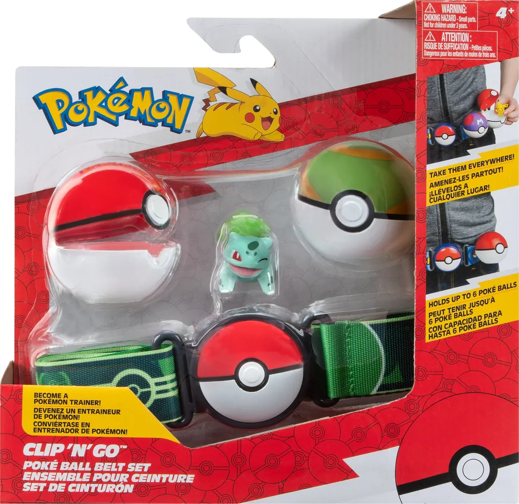 Set ceinture Clip 'n Go Pokémon Bisasam figurine 5 cm avec 2 Pokéballs