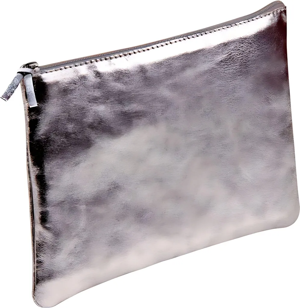 Trousse Fourre-tout Clairefontaine PerlLeder 11x22 en Cuir Argenté Chic