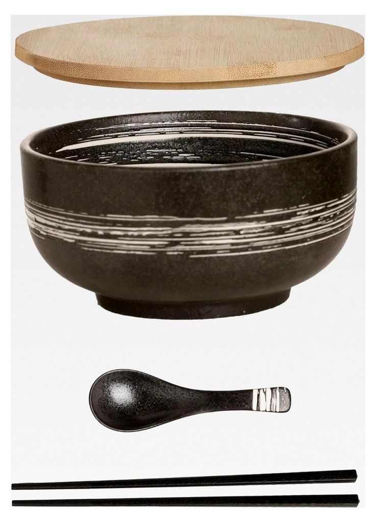 Keramik Ramen Schüssel Set mit Löffel und Essstäbchen, 1100 ML große Suppenschüssel, Salatschüsseln für Suppe, Pho und Sushi (grau)