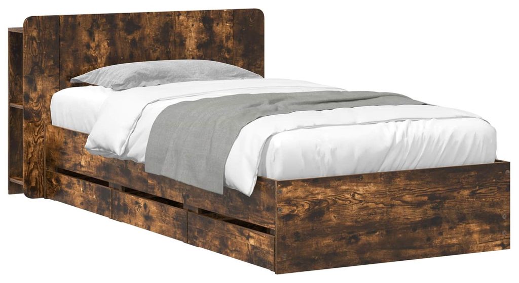 vidaXL Bettgestell mit Stauraum Geräucherte Eiche 80 x 200 cm