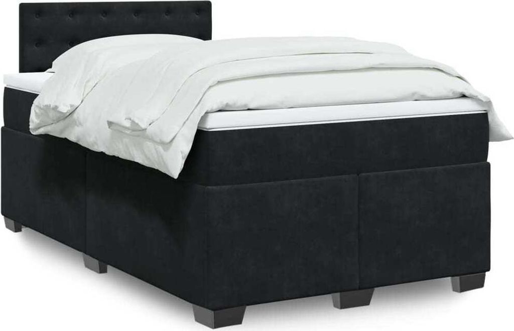 Design New Boxspringbett mit Matratze Schwarz 120x190 cm Samt Klassische Betten CC59261251