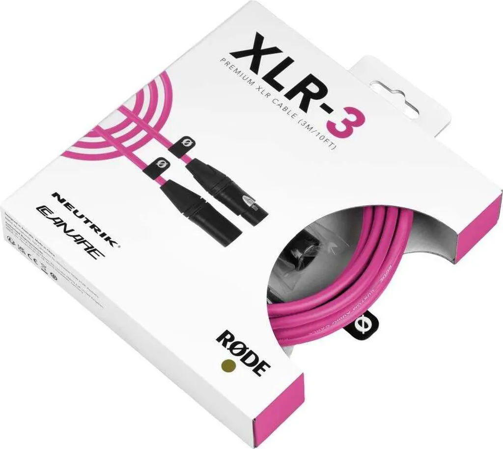 Câble microphone XLR de 3 mètres RODE XLR3M-P coloris rose vif
