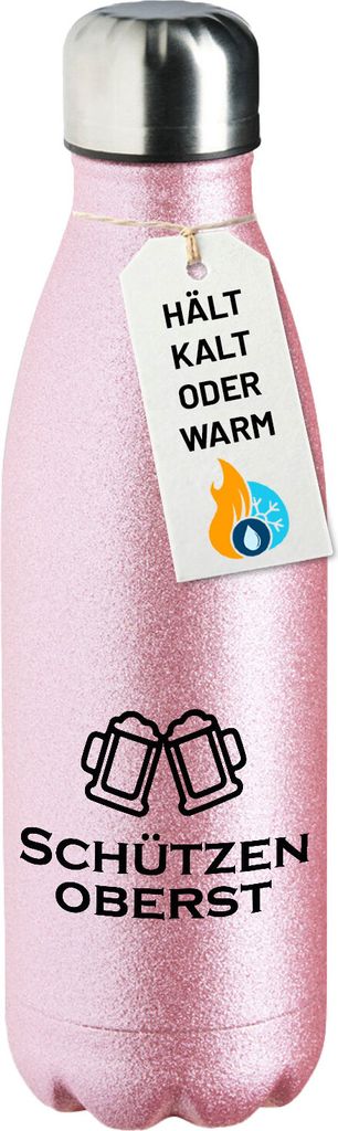 Huuraa Trinkflasche Schützenoberst Schützenfest 500ml Pink Edelstahl Wasserflasche Trinkflasche Geschenkidee