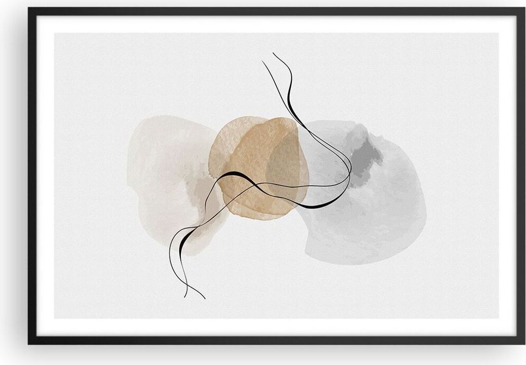Gerahmtes Poster - Schwarzer Rahmen - Abstrakt minimalistisch Aquarell - 91,5x61 cm - Wand Bild - Wanddeko - Wandbilder - Kunstposter - Wandposter ...