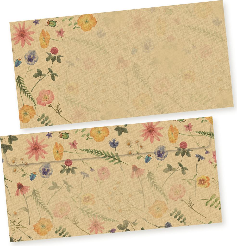 Flora Natura Briefpapier mit Umschlag Set Vintage Blumen 10 Produktbild 3