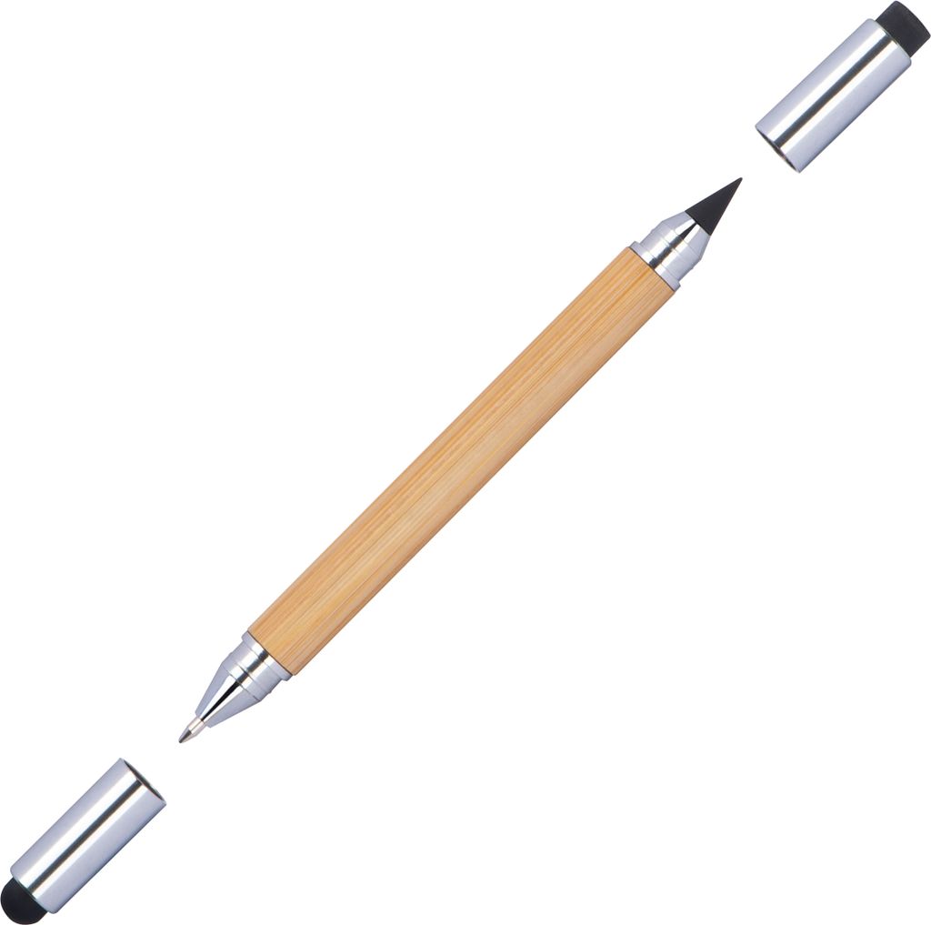 5x 2in1 Touchpen Kugelschreiber und endlos Mine aus Bambus