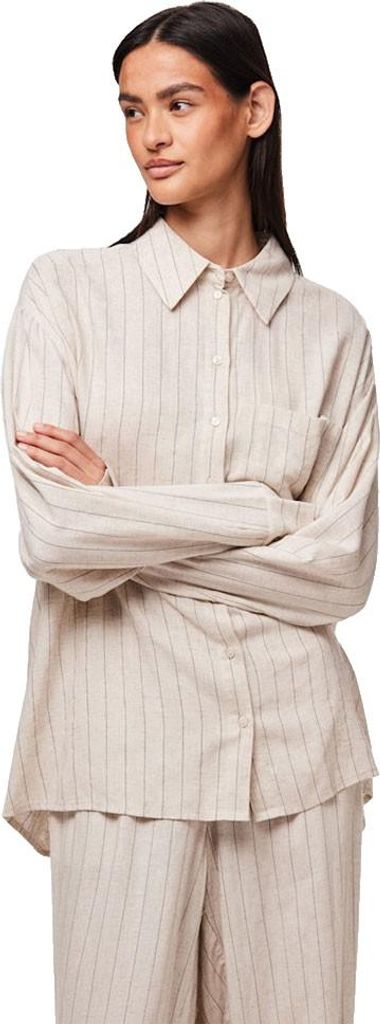 Pieces Pia Loose Fit Langarmhemd Beige 2XL Frau Beige 2XL