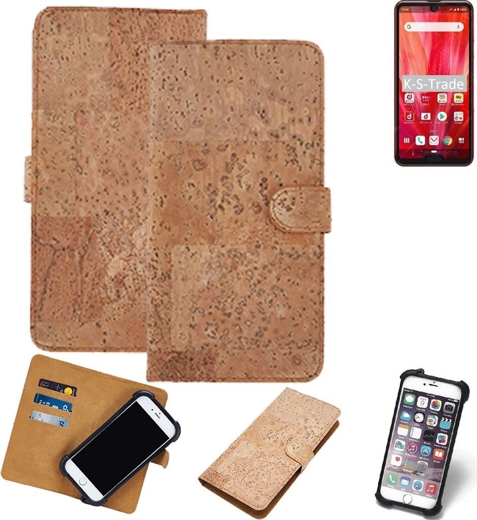K-S-Trade Hülle kompatibel mit Sharp Aquos R3 Kork Handyhülle Cover Schutzhülle TPU Case Bumper in Hellbraun, (1x)
