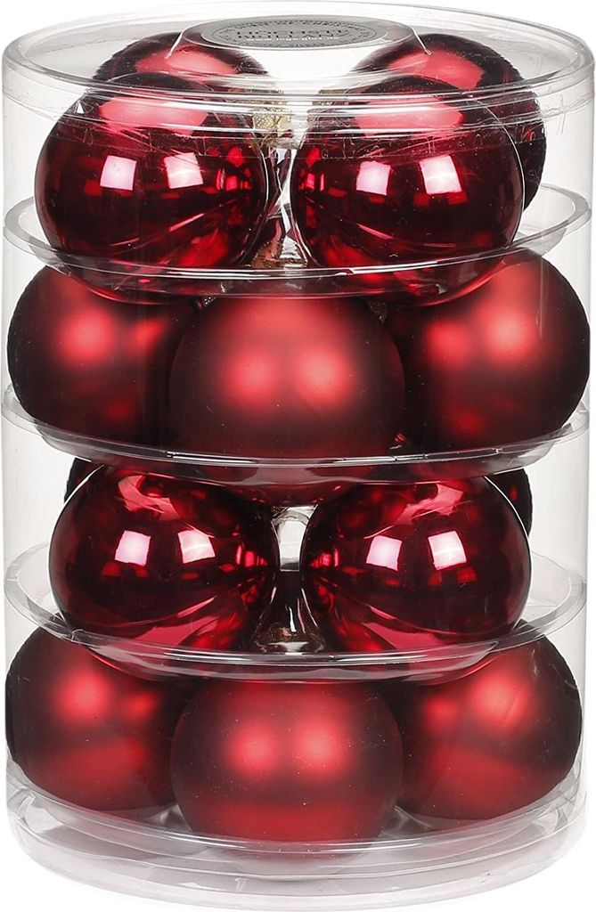 Weihnachtskugeln 16 Stk 7.5cm bordeaux matt/glanz Produktbild 