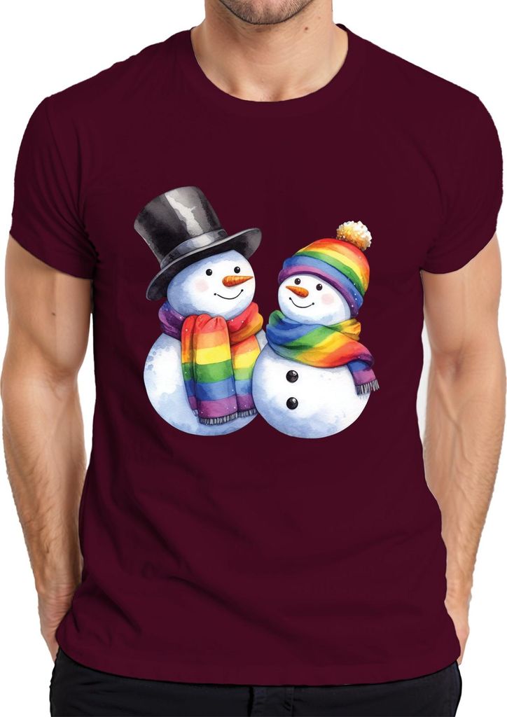 LGBTQ+ Schneemänner - Weihnachten Weihnachtsgeschenk Christmas Herren T-Shirt, Burgundy, XXL