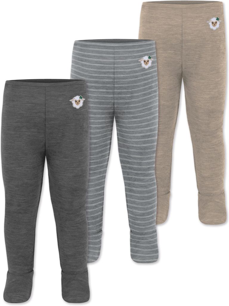 normani 3er Pack Baby Merino Unterhose mit Füßen Produktbild 