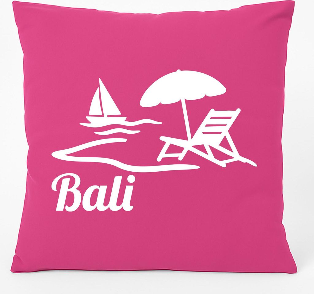 Huuraa Kissen Bali Inselmotiv Indonesien 40x40cm mit Füllung Fuchsia Baumwolle Dekokissen Geschenkidee