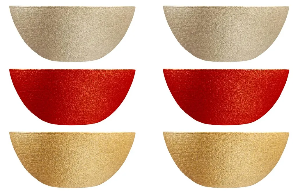 H&H Set de 6 gobelets de fête en verre coloré assorti de 22cm de haut