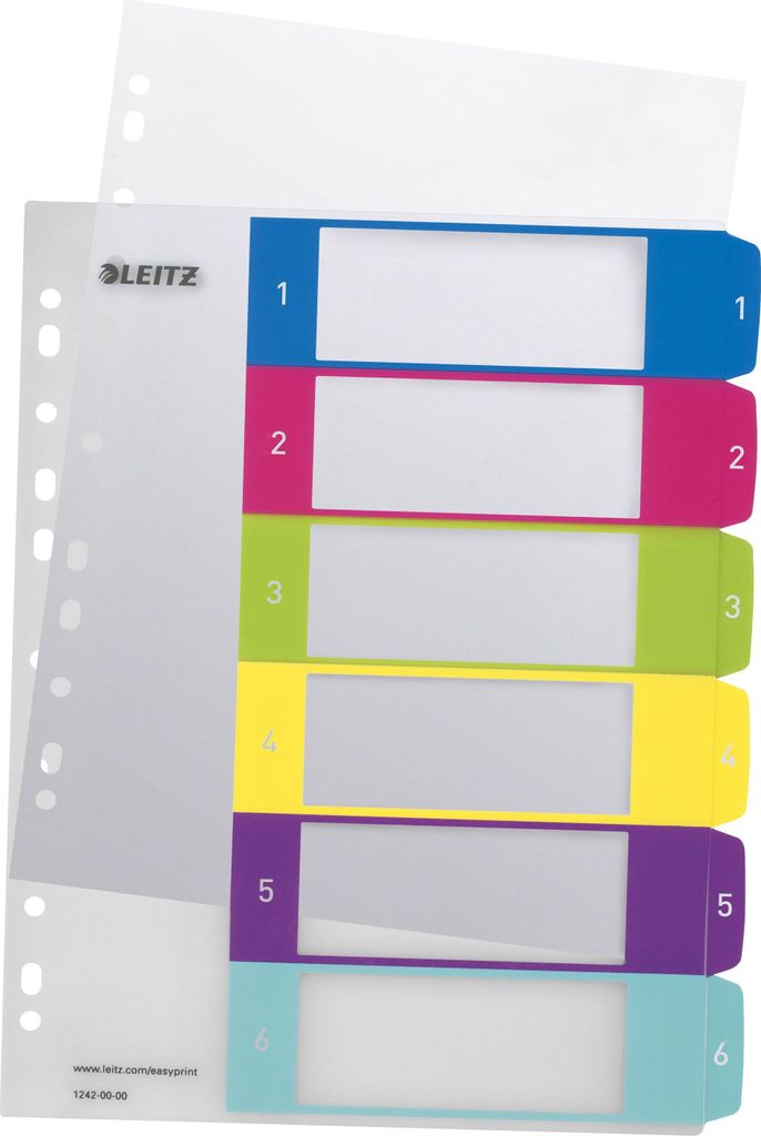 LEITZ Kunststoff Register WOW Zahlen A4 Überbreite 1-6 Produktbild 