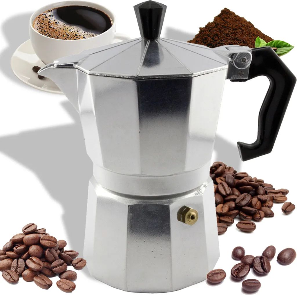 Kaffeemaschine 12 Tassen Espressokocher Bürogebrauch 600ml Silber Edelstahl