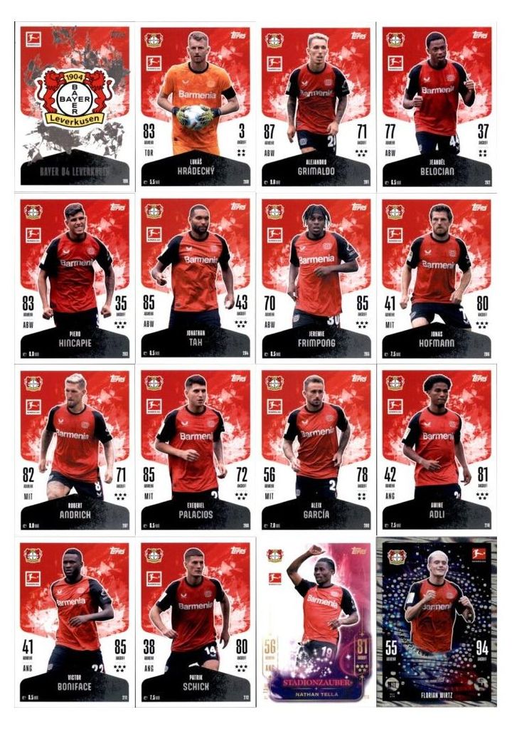 Topps Match Attax Bundesliga - 2024/25 - Mannschaftspaket - BAYER 04 LEVERKUSEN