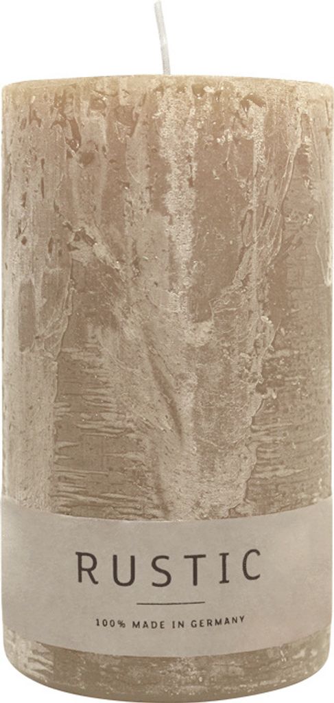Stumpenkerze aus Paraffin, Sahara, Rustic, WENZEL, 140/80 mm, Brenndauer ca. 76h, selbstverlöschend