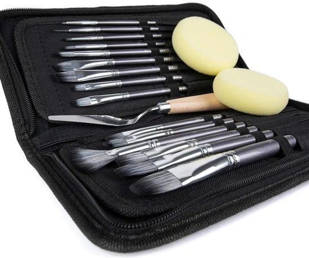 Kit pinceaux peinture acrylique multi-supports avec accessoires inclus