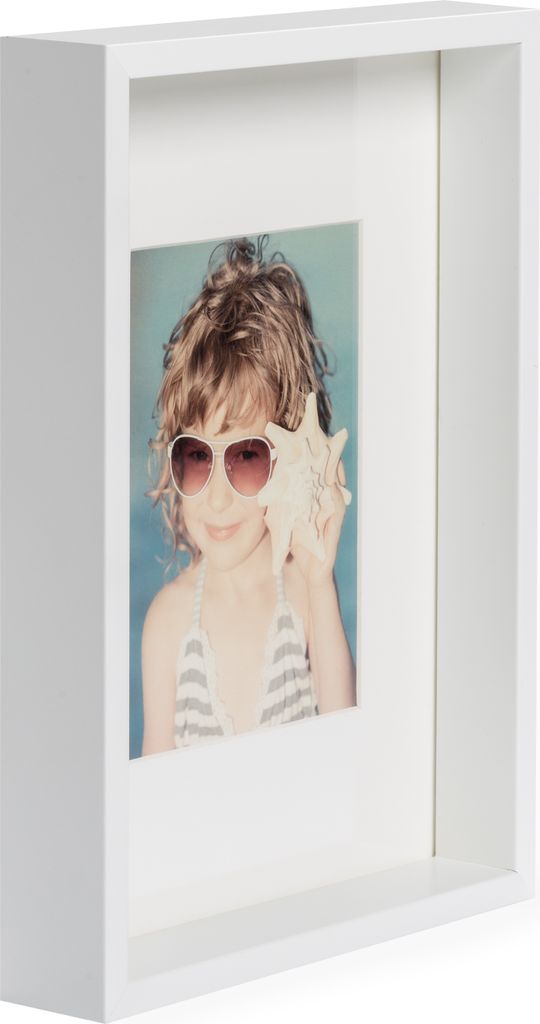 Nicola Spring 3D-Box Fotorahmen 4x4 - 5er Set Grau/Weiß Mit Passepartout