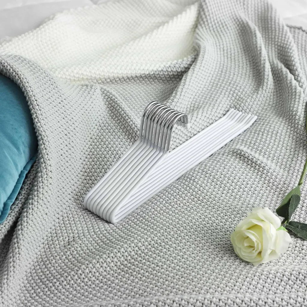 Organisateurs de dressing : 20 cintres porte-pantalons blancs en métal