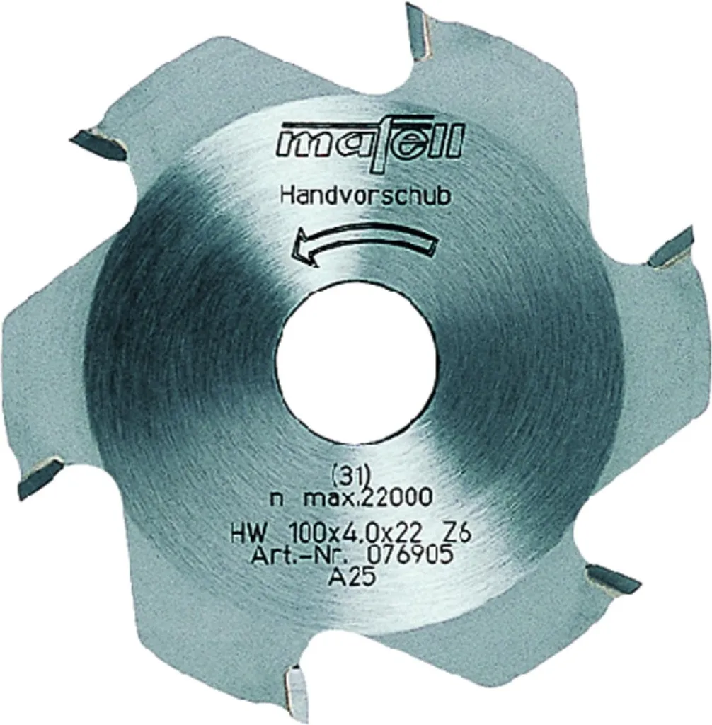 Fraise Mafell 100 x 4 x 22 mm pour rainurage bois dur et panneaux 076905