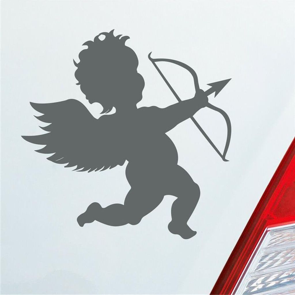 Auto Aufkleber Amor Liebesbote Liebe Love Glück Vale 10x10 cm Grau Sticker Heckscheibenaufkleber