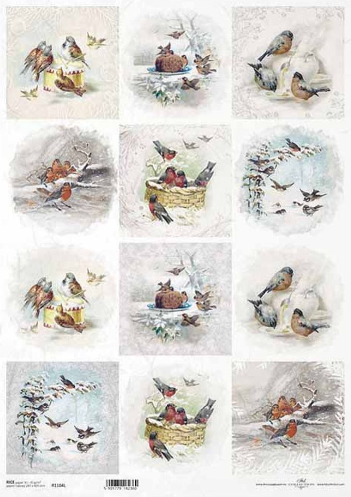 Reispapier für Decoupage A3 ITD-1104L Vögel