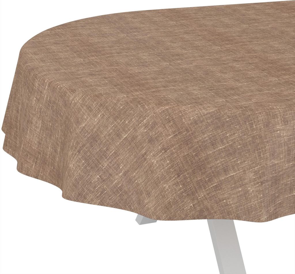 Tischdecke Melliert Braun Oval 180x140cm Schnittkante