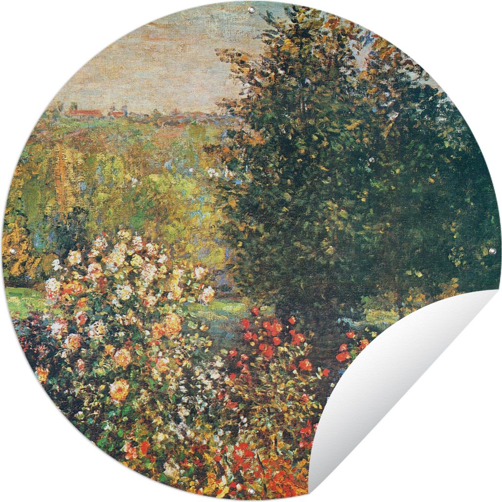 MuchoWow Gartenposter Outdoor-Poster Rund Rosen im Garten der Hoshede in Montregon - Claude Monet Ø 60 cm Gartendeko Rundes Poster draußen
