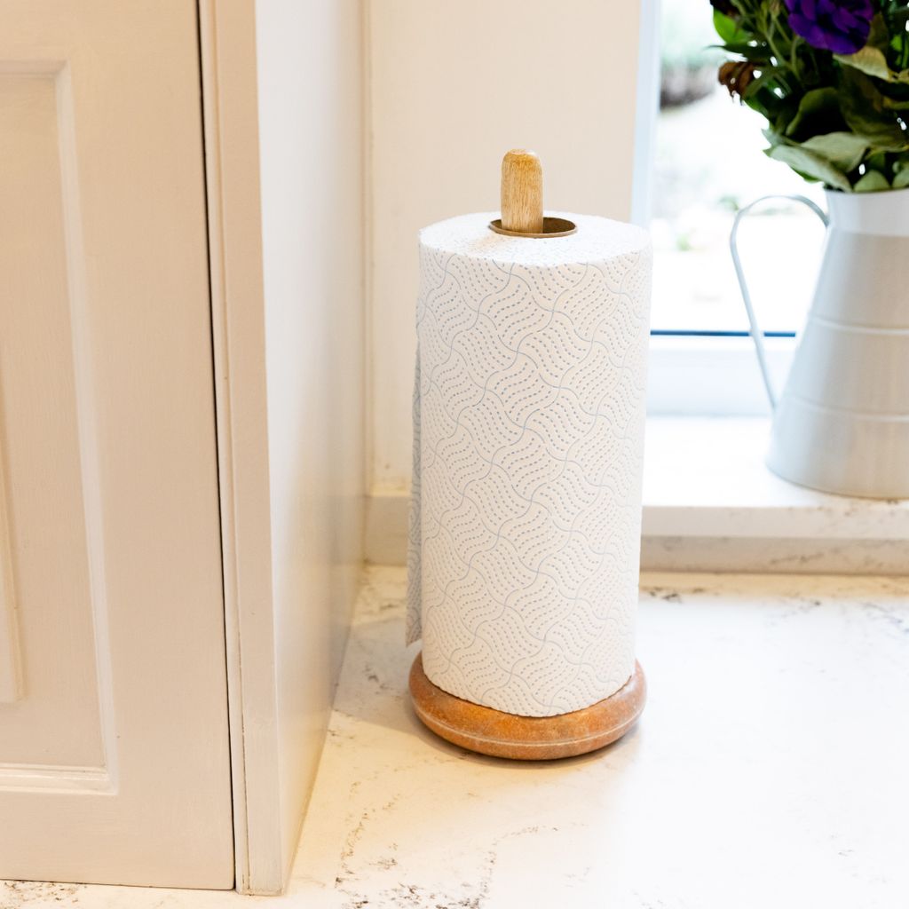 KitchenCraft Küchenrollenhalter Papierhandtuchhalter Marmor Holz de Griff 15 x 36 cm