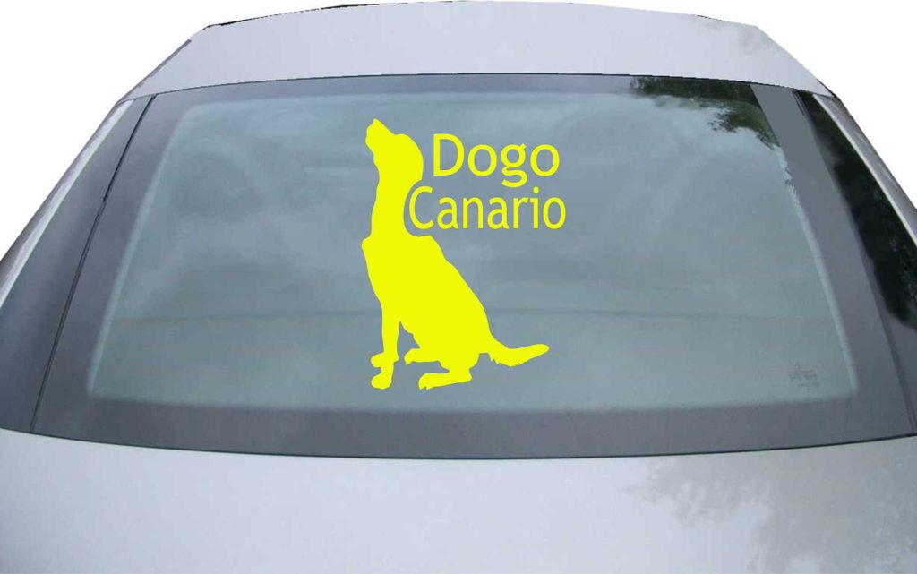 Indigos UG - Aufkleber Heckscheibe & Motorklappe DE7080 - neongelb - 600x450 mm - Dogo Canario mit Name Hund - Auto Scheiben Fenster Heckklappe Tun...