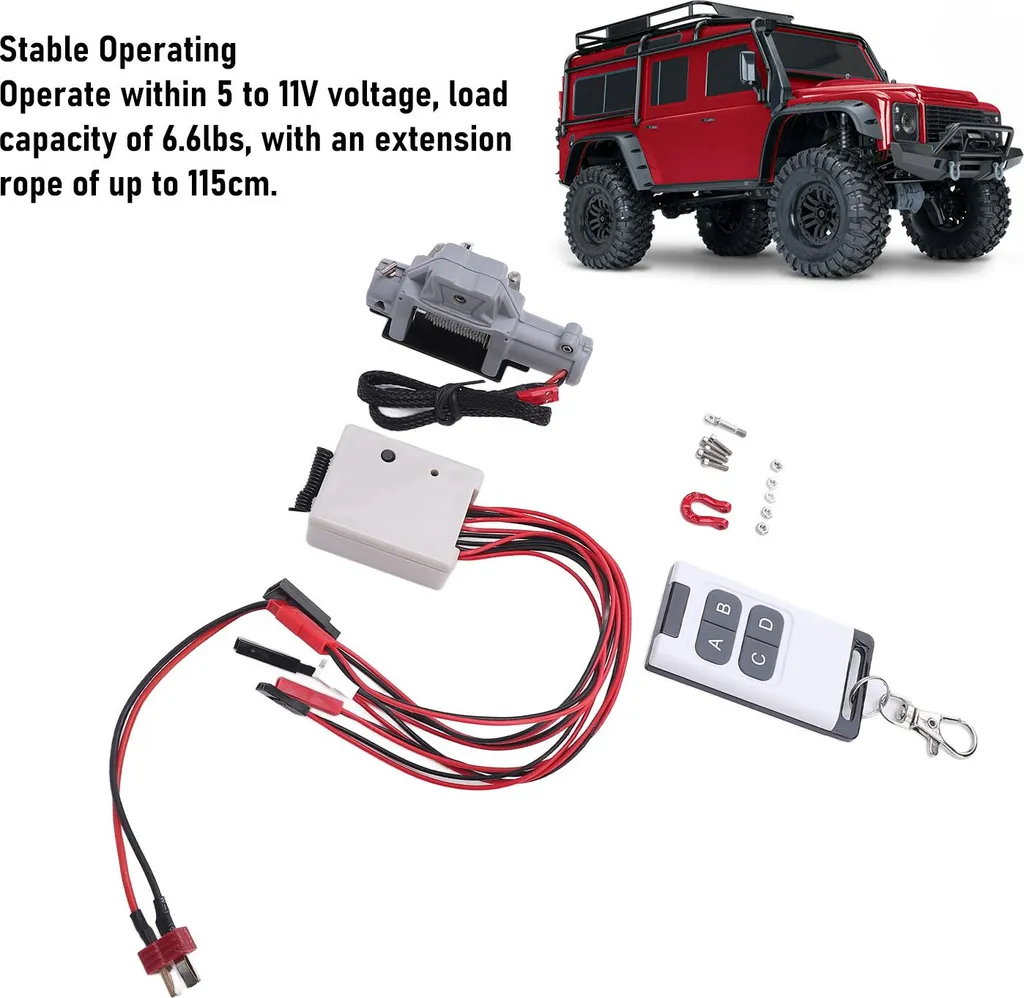 Treuil Électrique Métal pour Crawler RC 1/10 avec Câble Extension T-Plug - 3