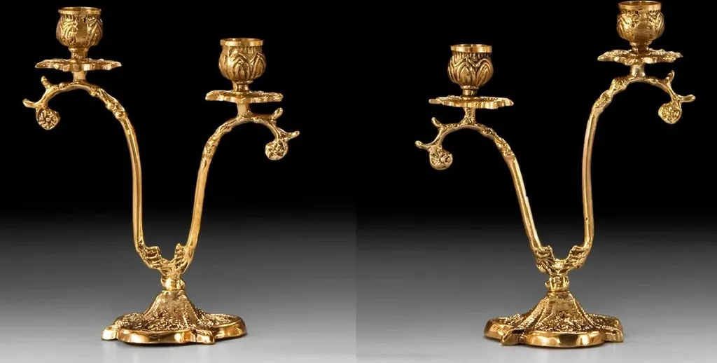 Casa Padrino Bougeoir Baroque Or 15x19cm - Set de Chandeliers de Luxe