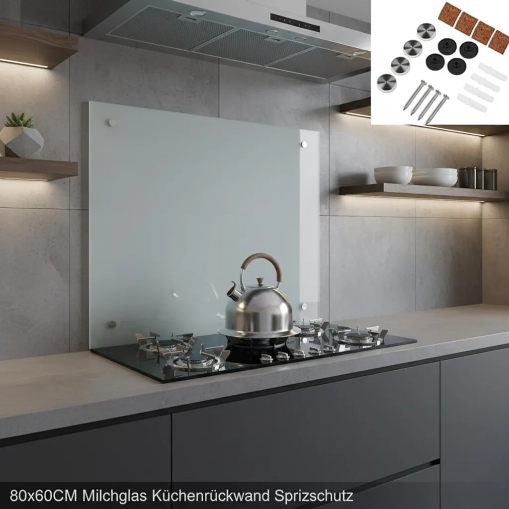 Rivestimento Cucina 80x60 in Vetro Satinato - Paraspruzzi Moderno High-End